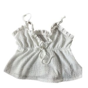 Cami Top|Knot Front|XS|White|Ruffle